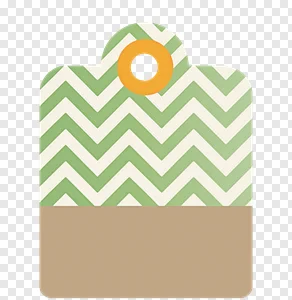 Free Green & Cream Chevron Pattern Tag PNG - Decorative Label with Eyelet & Transparent Background PNG image
