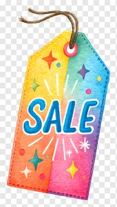 Vibrant Watercolor Sale Tag PNG: Colorful Discount Label for Promotions & Special Offers - Free Download PNG image