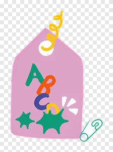 Colorful ABC Learning Tag PNG with Safety Pin - Playful Alphabet Education Illustration PNG image