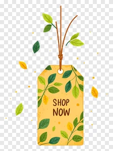 Floral Tag PNG - 'Shop Now' Illustration | Free Download PNG image