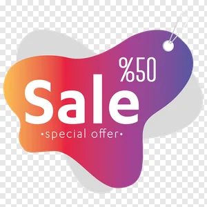 Free Sale PNG: 50% Off Colorful Banner & Tag PNG image
