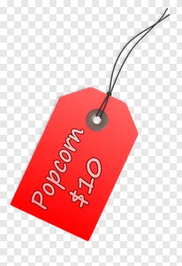 Popcorn Price Tag PNG - $10 Offer Graphic PNG image