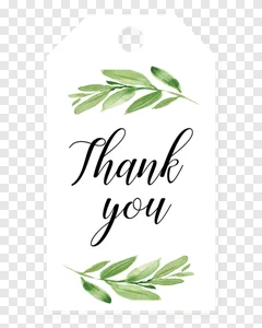Free 'Thank You' Tag PNG - Watercolor Olive Branch Design PNG image