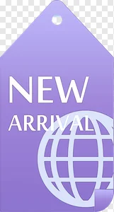 Free PNG: New Arrival Purple Product Tag with Globe Icon - E-commerce Marketing & Shop Label Download PNG image