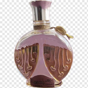 Vintage Toujours Moi Corday Perfume Bottle PNG - Antique French Fragrance with Unique Embossed Design PNG image