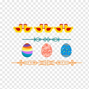 Cute Easter Chicks & Colorful Decorated Eggs PNG Clipart | Free Spring Holiday Vector Illustration PNG image