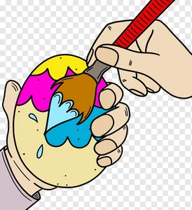 Free Easter Egg Painting PNG: Hand Decorating Colorful Egg with Brush Illustration | DIY Spring Holiday Craft Clip Art Download PNG image