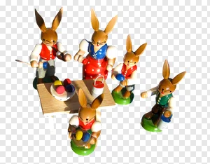 Vintage Wooden Bunny Musicians PNG - Easter Decor & Crafts PNG image
