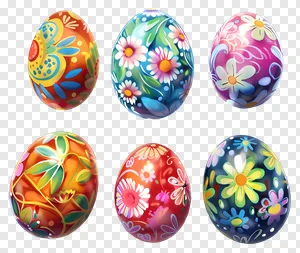 Colorful Easter Eggs PNG - Floral & Decorative Designs PNG image — free transparent PNG download