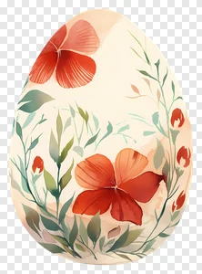 Watercolor Floral Egg PNG - Easter Decoration Design PNG image