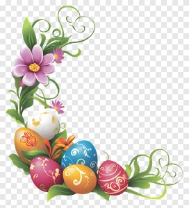Colorful Easter Eggs & Spring Flowers Corner PNG | Free Decorative Floral Border Clipart for Holiday Designs PNG image