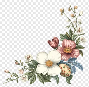 Vintage Floral Corner Arrangement PNG - Free Download PNG image