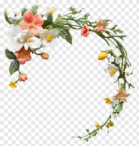 Vintage Floral Corner PNG - White & Peach Flower Wreath PNG image — free transparent PNG download