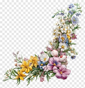 Watercolor Floral Corner Arrangement - Free PNG PNG image