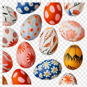 Vibrant & Artistic Decorated Easter Eggs PNG - Colorful Modern Patterns for Spring Celebrations PNG image