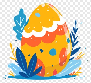 Colorful Decorated Easter Egg PNG Illustration Free Download | Festive Spring Art with Abstract Foliage PNG image