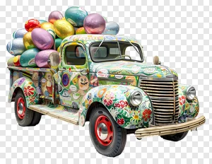 Vintage Truck with Balloons PNG - Colorful Retro Vehicle PNG image