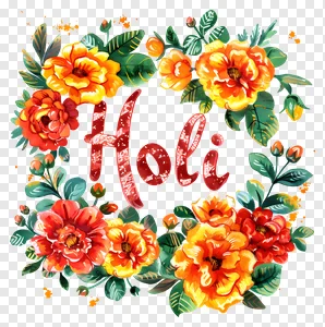 Holi Floral Wreath PNG - Colorful Festival Decoration PNG image