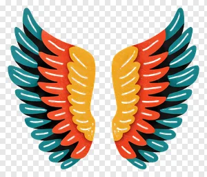 Vintage Angel Wings PNG - Colorful Feather Design PNG image