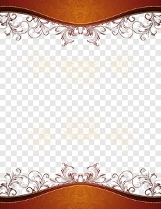 Elegant Floral Ornament PNG - Vintage Swirls & Brown Border PNG image