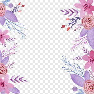 Watercolor Floral Corner PNG - Pink & Purple Flower Frame PNG image