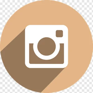 Minimalist Instagram Logo PNG with Long Shadow on Tan Circle Background PNG image