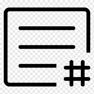 Minimalist Document with Hashtag Icon PNG | Transparent Social Media Tag Graphic PNG image