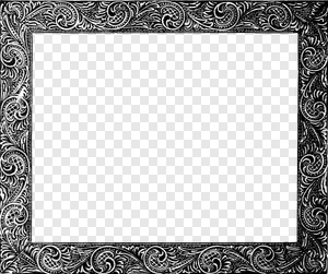 Vintage Ornate Black and White Decorative Frame PNG Transparent Background PNG image