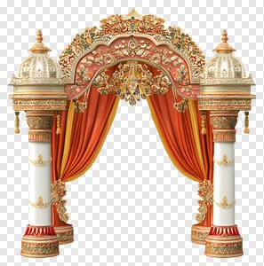 Grand Royal Indian Wedding Stage Decoration Arch PNG with Transparent Background PNG image