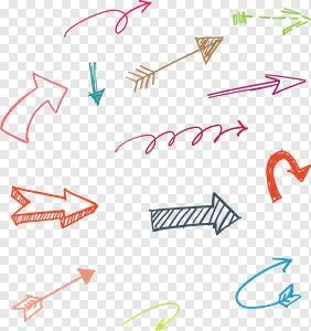 Hand-Drawn Colorful Arrow Set - Decorative Doodle PNG Elements PNG image