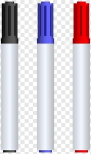 Set of Three Colorful Markers PNG Image for School and Office Supplies PNG image