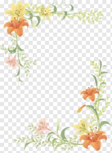 Beautiful Watercolor Lily Flower Corner Frame PNG Transparent Background PNG image